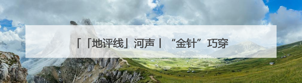 「地评线」河声丨“金针”巧穿千根线，打开善治河南新天地
