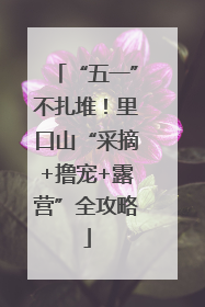 “五一”不扎堆！里口山“采摘+撸宠+露营”全攻略