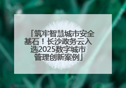 筑牢智慧城市安全基石！长沙政务云入选2025数字城市管理创新案例