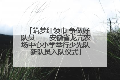 筑梦红领巾 争做好队员——安徽省龙亢农场中心小学举行少先队新队员入队仪式