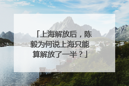 上海解放后，陈毅为何说上海只能算解放了一半？