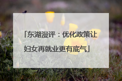 东湖漫评：优化政策让妇女再就业更有底气