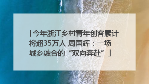 今年浙江乡村青年创客累计将超35万人 周国辉：一场城乡融合的“双向奔赴”