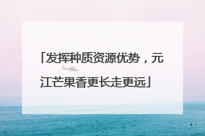 发挥种质资源优势，元江芒果香更长走更远