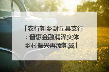农行新乡封丘县支行：普惠金融润泽实体 乡村振兴再添新翼