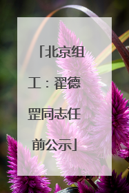 北京组工：翟德罡同志任前公示