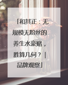和其正：无规模无粉丝的养生水豪赌，胜算几何？｜品牌观察