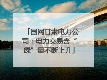 国网甘肃电力公司：电力交易含“绿”量不断上升