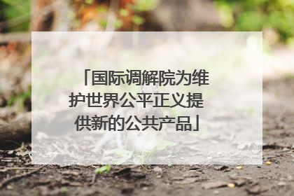 国际调解院为维护世界公平正义提供新的公共产品