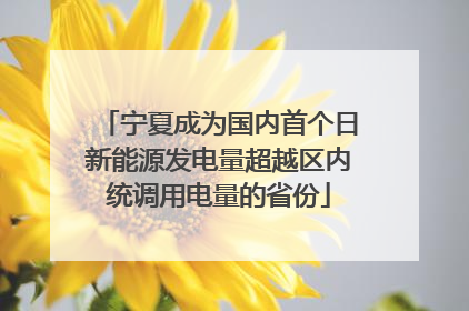 宁夏成为国内首个日新能源发电量超越区内统调用电量的省份