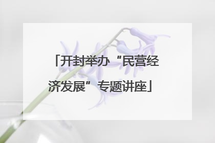开封举办“民营经济发展”专题讲座