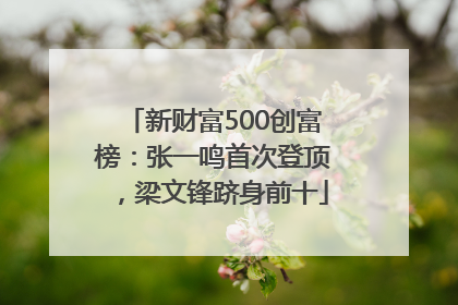 新财富500创富榜：张一鸣首次登顶，梁文锋跻身前十