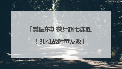 樊振东斩获乒超七连胜！3比1战胜黄友政