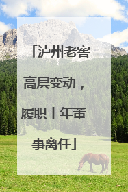 泸州老窖高层变动，履职十年董事离任