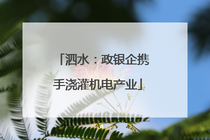 泗水：政银企携手浇灌机电产业