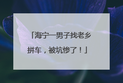 海宁一男子找老乡拼车，被坑惨了！