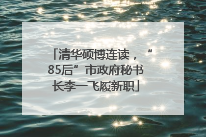清华硕博连读，“85后”市政府秘书长李一飞履新职