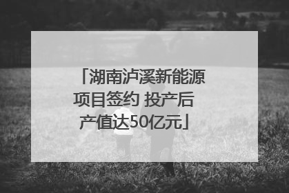 湖南泸溪新能源项目签约 投产后产值达50亿元