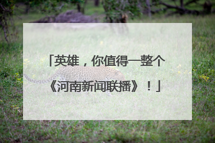 英雄，你值得一整个《河南新闻联播》！