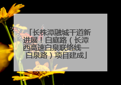 长株潭融城干道新进展！白庭路（长潭西高速白泉联络线—白泉路）项目建成