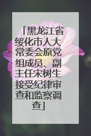 黑龙江省绥化市人大常委会原党组成员、副主任宋树生接受纪律审查和监察调查
