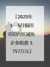 2025年1—5月铜川市印台区减免企业税费 3757万元