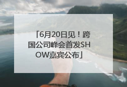 6月20日见！跨国公司峰会首发SHOW嘉宾公布